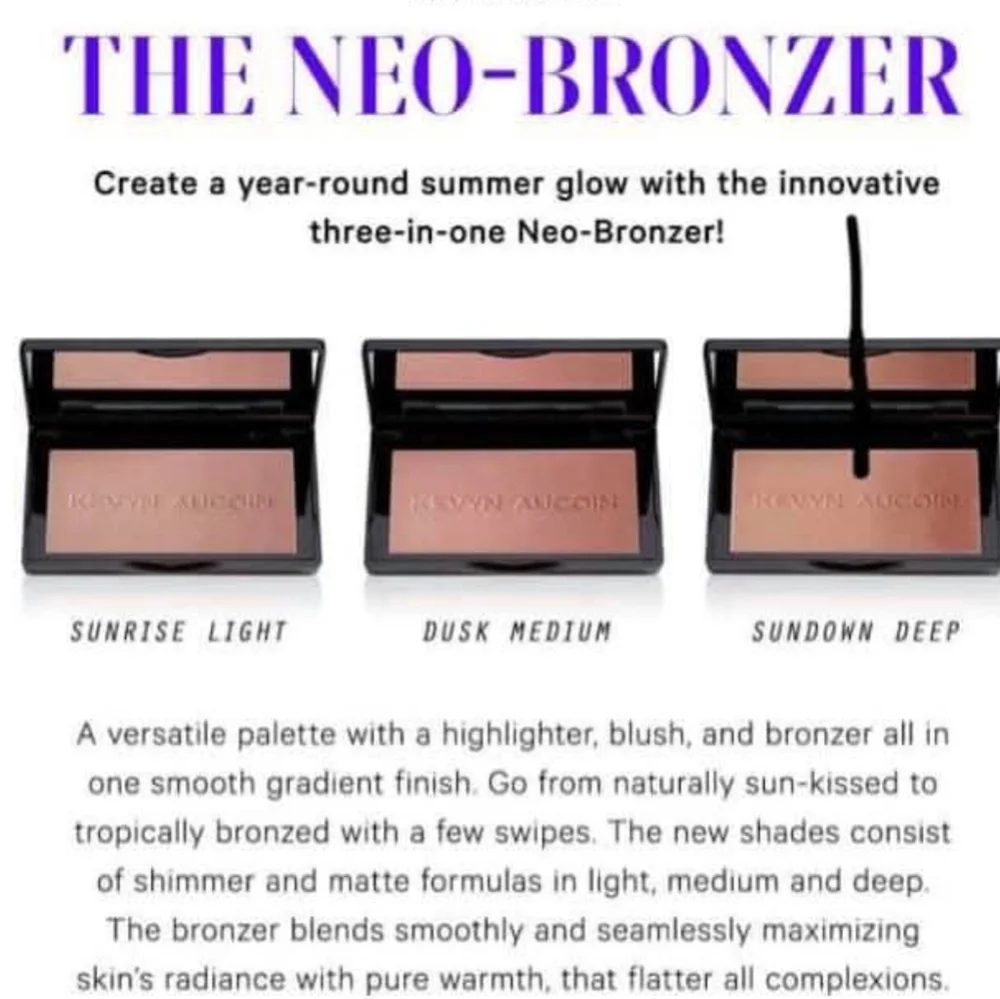 🌺Kevyn Aucoin Sundown Deep Neo Bronzer Blush Bronzer & Highliter Palette